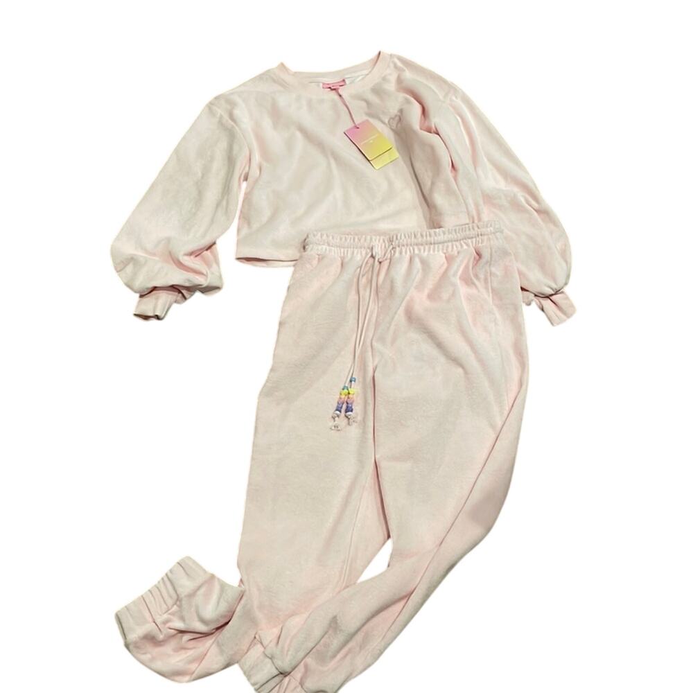 Stoney clover lane terrycloth pink top Small and pants XS nwt